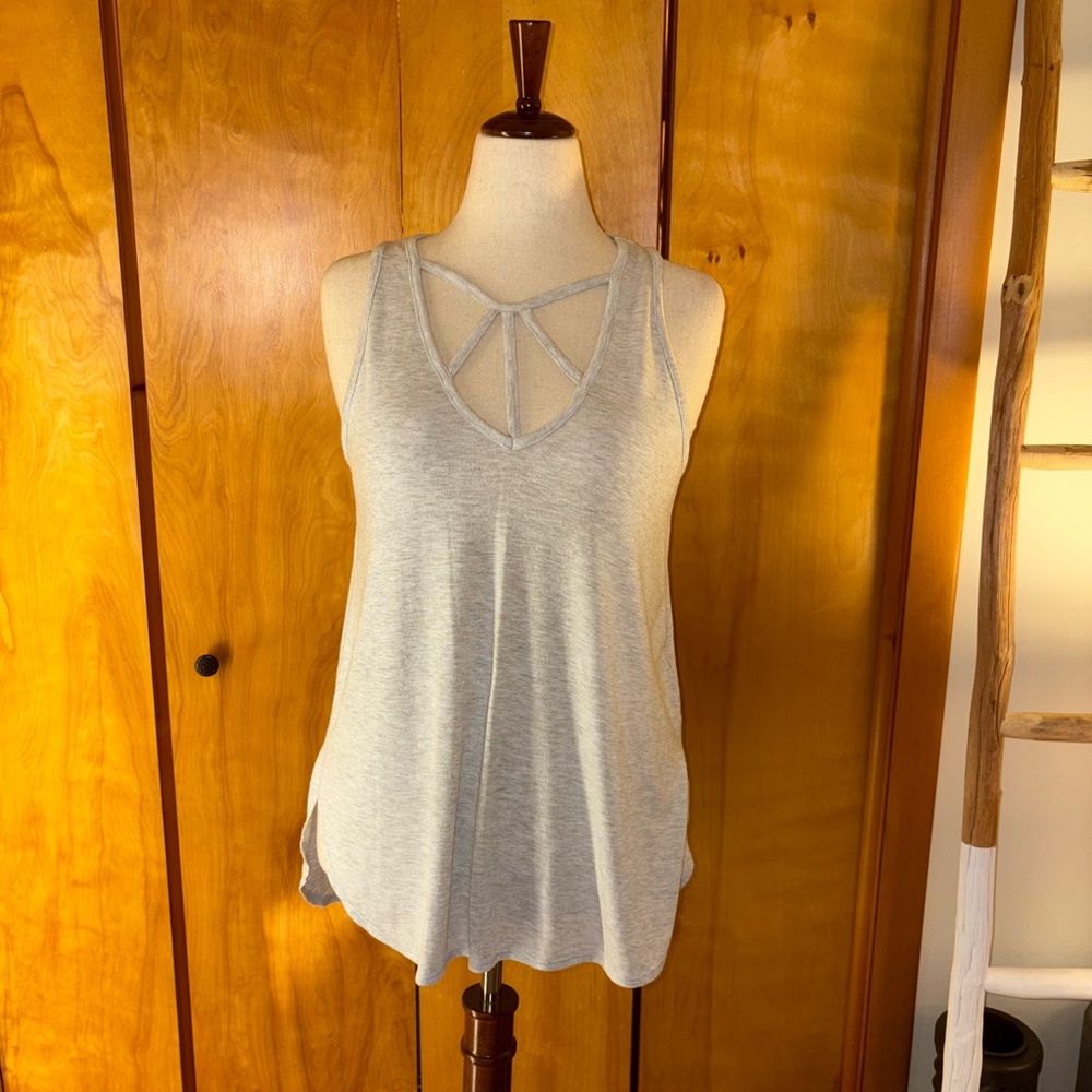 Express Light Gray Women's Tank Top with Strappy Front